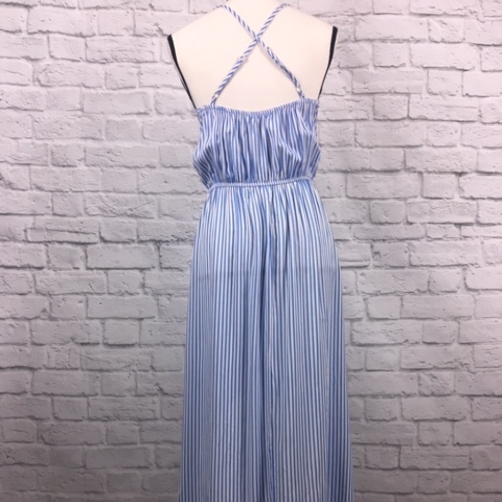 Juniors Cotton Striped High-Low Dress Blue White - Picture 8 of 8